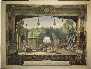Ballet Le Turc Généreux in the Vienna Burgtheater, 1758. Artist: Bellotto, Bernardo (1720-1780)
