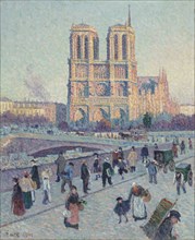 Pont Saint-Michel and Notre-Dame de Paris, 1901. Artist: Luce, Maximilien (1858-1941)