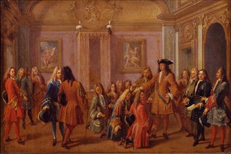 First Ennoblement of the Knights of the Order of Saint-Louis by Louis XIV in Versailles on 8 May 169 Artist: Marot, François (1666-1719)