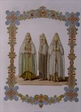 Costumes of Maidens from Torzhok (From the series Clothing of the Russian state), 1851. Artist: Solntsev, Fyodor Grigoryevich (1801-1892)