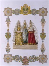 Summer Costumes of Women from Torzhok (From the series Clothing of the Russian state), 1851. Artist: Solntsev, Fyodor Grigoryevich (1801-1892)