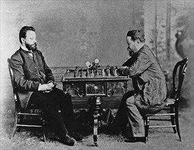Mikhail Chigorin (1850-1908) and William Steinitz (1836-1900) in Havana, 1880, 1880. Artist: Anonymous