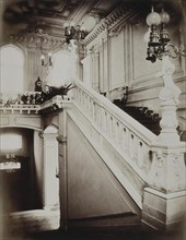 The Stroganov palace in Saint Petersburg. The grand staircase with lower vestibule, 1860s. Artist: Bianchi, Giovanni (1812-1893)