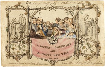The first Christmas card, 1843. Artist: Horsley, John Callcott (1817-1903)