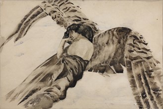 Flying Demon, 1890-1891. Artist: Vrubel, Mikhail Alexandrovich (1856-1910)