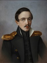 Portrait of the poet Mikhail Lermontov (1814-1841), 1887. Artist: Krylov, G.F. (active 1880s)