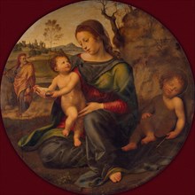 The Holy Family with the young John the Baptist, c. 1520. Artist: Bugiardini, Giuliano (1475-1554)