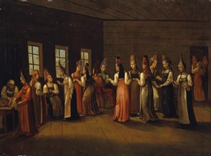 Eve-of-the-wedding party in a Merchant's House, First quarter of 19th century. Artist: Anonymous