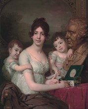 Portrait of Countess Liubov Ilyinichna Kusheleva, née Bezborodko (1783-1809) with children, 1803. Artist: Borovikovsky, Vladimir Lukich (1757-1825)