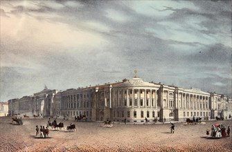 The Senate and Synod Buildings in Saint Petersburg, 1830s. Artist: Anonymous