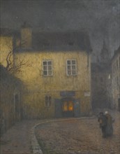 A street corner in Prague, c. 1900. Artist: Schikaneder, Jakub (1855-1924)