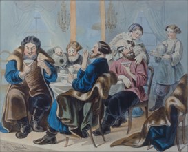 Tea and Sugar. Tea drinking in a tavern, First quarter of 19th century Artist: Zhukovsky, Rudolf Kasimirovich (1814-1886)