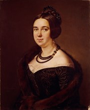 Portrait of Countess Alexandra Alexeevna Obolenskaya, née Mazurina (1817-1885), 1845. Artist: Tropinin, Vasili Andreyevich (1776-1857)