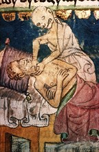 Death Strangling a Victim of the Plague. From the Stiny Codex, 14th century. Artist: Anonymous