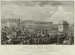 The Execution of Louis XVI in the Place de la Revolution on 21 January 1793, 1794. Artist: Helman, Isidore Stanislas (1743-1806/9)