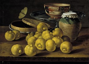 Still life with limes, jam pot and butterfly, Second Half of the 18th century. Artist: Meléndez, Luis Egidio (1716-1780)