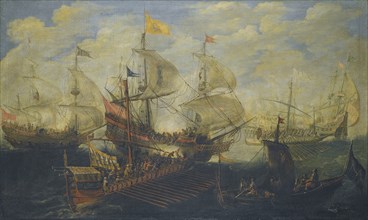 The Battle of Lepanto on 7 October 1571. Artist: Eertvelt, Andries van (1590-1652)