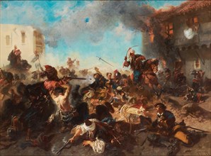 The Skirmish at Bender (Kalabaliken i Bender), 1877. Artist: Armand-Dumaresq, Charles Édouard (1826-1895)