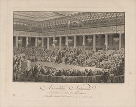 The Night of August 4, 1789 in the National Assembly, 1790. Artist: Helman, Isidore Stanislas (1743-1806/9)