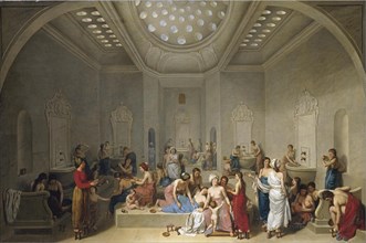 Turkish Bath (Hammam), 1785. Artist: Le Barbier, Jean-Jacques-François (1738-1826)