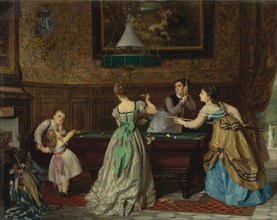 Ladies Playing Billiards, 1869. Artist: Boutibonne, Charles-Édouard (1816-1897)