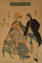 Foreigners watching New Year's dance, 1861. Artist: Utagawa, Yoshitomi (active 1850-1870)