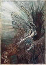 The frolic of the Rhinemaidens. Illustration for The Rhinegold and The Valkyrie by Richard Wagner, Artist: Rackham, Arthur (1867-1939)