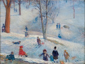 Sledding, Central Park, 1912. Artist: Glackens, William James (1870-1938)