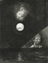 On the Horizon, the Angel of Certitude, and in the Dark Sky, a Questioning Glance. Series: For Edgar Artist: Redon, Odilon (1840-1916)