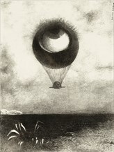 The Eye, Like a Strange Balloon, Mounts toward Infinity. Series: For Edgar Poe, 1882. Artist: Redon, Odilon (1840-1916)