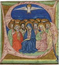 The Pentecost. Initial S from an manuscript Gradual, ca 1430. Artist: Anonymous