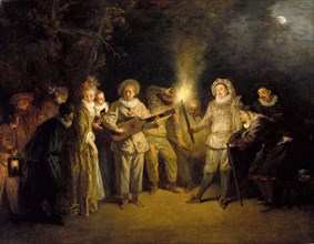 The Italian Comedy, after 1716. Artist: Watteau, Jean Antoine (1684-1721)