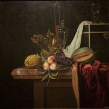 Still life with glass and fruits, ca 1675. Artist: Fromantiou, Henri de (c. 1633/34-after 1693)