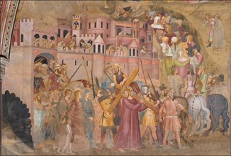 Christ carrying the Cross. Fresco of the Cappellone degli Spagnoli, ca 1365. Artist: Andrea di Bonaiuto, (Andrea da Firenze) (1343-1377)
