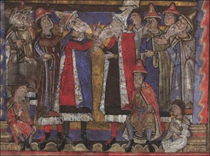 Matthew and the representatives of the twelve tribes of Israel (Gospels, formerly Dresden Ms. A 94), Artist: Anonymous
