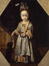 Portrait of little girl with puppy. Artist: Cittadini, Pierfrancesco (1616-1681)