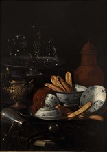 Still Life with Blue and Porcelain and Toast. Artist: Monari (Munari), Cristoforo (1667-1720)