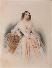 Portrait of Praskovia Nikolaevna Ryumina (1821-1897), 1847. Artist: Sokolov, Pyotr Fyodorovich (1791-1848)