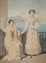 Portrait of Sisters Countesses Dorothea (1804-1863) and Catherine (1803-1888) von Tiesenhausen, 1825 Artist: Briullov, Alexander Pavlovich (1798-1877)