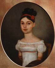 Portrait of Yelizaveta Fyodorovna Ozerova, née Zagryazyskaya (1800-1885), c. 1815. Artist: Anonymous