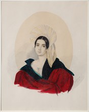 Portrait of Anna Davydovna Baratynskaya (1814-1889), née Abamelek-Lazareva, 1836. Artist: Osokin (Asokin), Konstantin Semyonovich (1801-after 1847)