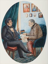 Faddey Venediktovich Bulgarin and Nikolay Ivanovich Gretsch, 1849. Artist: Karatygin, Pyotr Andreyevich (1805-1879)