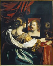 Vanity or Young woman at her toilet, c. 1626. Artist: Renieri (Régnier), Niccolo (c. 1590-1667)