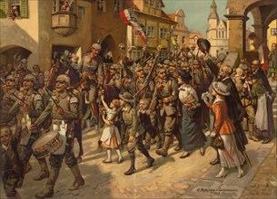 The Mobilization in 1914. Image to Schools History Teaching, 1915. Artist: Röhling, Carl (1849-1922)