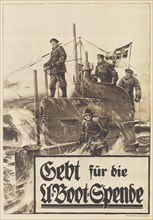 Give to the Submarine Donation. Poster, 1917. Artist: Stöwer, Willy (1864-1931)