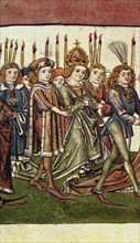 Queen Elizabeth of Luxembourg. Detail from the Richental's illustrated chronicle, c. 1440. Artist: Master of the Chronicle of the Council of Constance (active c. 1440)