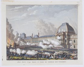 The storming the Tuileries Palace on 10 August 1792, c. 1800. Artist: Berthault, Pierre Gabriel (1748-1819)