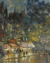 Café in Paris by night, 1936. Artist: Korovin, Konstantin Alexeyevich (1861-1939)