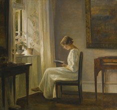 Interior with a Woman Reading. Artist: Holsøe, Carl (1863-1935)