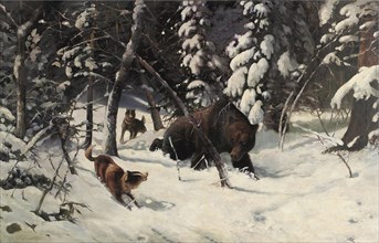 The Bear Hunt. Artist: Pryanishnikov, Illarion Mikhailovich (1840-1894)